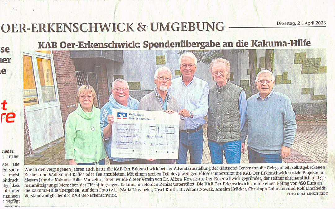 KAB übergibt Spende an die Kakumahilfe